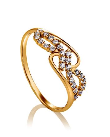 Bold Golden Ring With Crystals, Ring Size: 8 / 18, image 