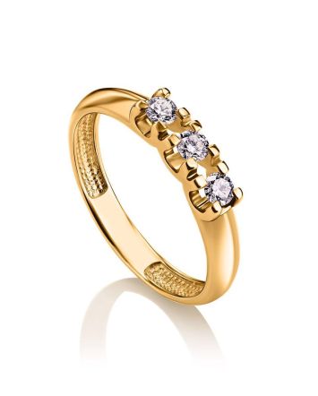 Elegant Golden Ring With Diamonds, Ring Size: 6 / 16.5, image 