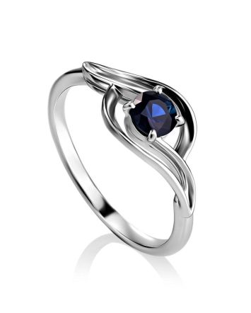 Classic Golden Ring With Sapphire Centerstone The Mermaid, Ring Size: 6 / 16.5, image 