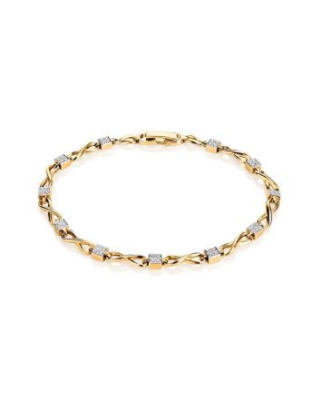 Golden Link Bracelet With White Diamonds, image 