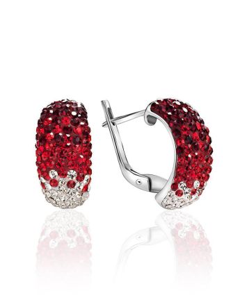 Bold Sterling Silver Earrings With Red And White Crystals The Eclat, image 