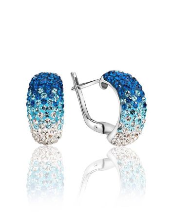 Bright Silver Earrings With Multicolor Crystals The Eclat, image 