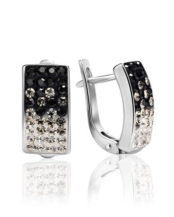 Geometrical Black and White Crystals Earrings The Eclat, image 