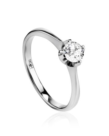 Solitaire Diamond Ring In White Gold, Ring Size: 7 / 17.5, image 