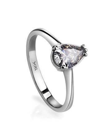 Solitaire Pear Cut Diamond Ring In White Gold, Ring Size: 8 / 18, image 