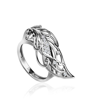 Golden Cocktail Ring With Diamonds, Ring Size: 6.5 / 17, image 