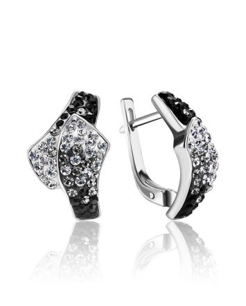 Black And White Crystal Earrings In Silver The Eclat, image 