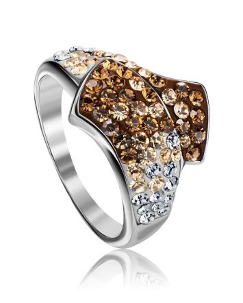 Sterling Silver Ring With Multicolor Crystals The Eclat, Ring Size: 7 / 17.5, image 