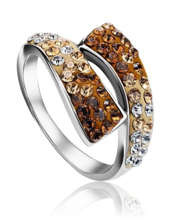 Silver Band Ring With Multicolor Crystals The Eclat, Ring Size: 7 / 17.5, image 