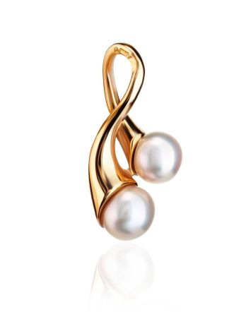 Twisted Gold-Plated Pendant With Creamrose Cultured Pearls The Serene, image 