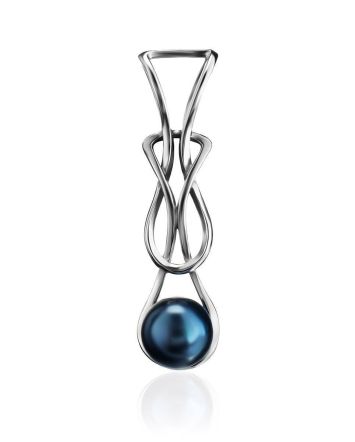 Sterling Silver Pendant With Night Blue Cultured Pearl The Serene, image 
