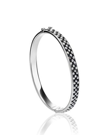 Silver Hinged Bracelet With Black And White Crystals The Eclat, image 