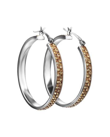 Shimmering Champaign Crystal Hoops In Sterling Silver The Eclat, image 