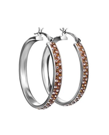 Silver Hoop Earrings With Shimmering Crystals The Eclat, image 