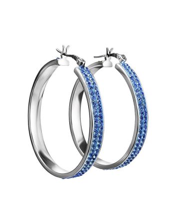 Blue Crystal Hoop Earrings In Silver The Eclat, image 