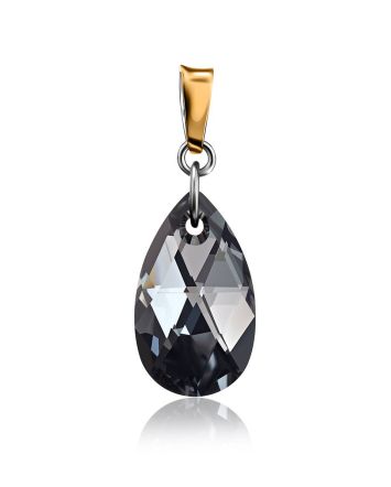 Black Crystal Pendant In Gold Plated Silver The Fame, image 