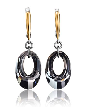 Crystal Dangle Earrings In Gold Plated Silver The Fame, image 