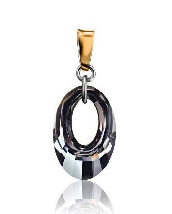 Black Crystal Pendant In Gold Plated Silver The Fame, image 