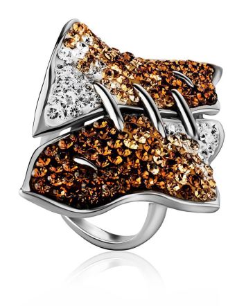 Silver Cocktail Ring With Two Toned Crystals The Eclat, Ring Size: 6 / 16.5, image 