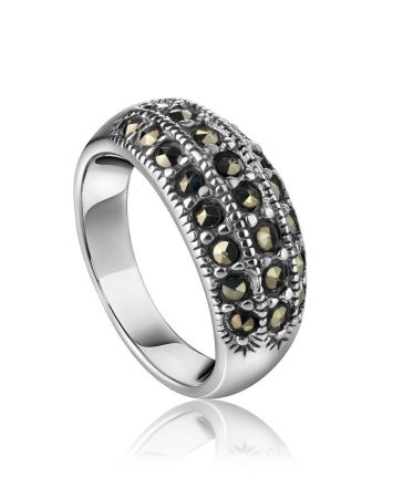 Sterling Silver Band Ring With Marcasites The Lace, Ring Size: 5.5 / 16, image 