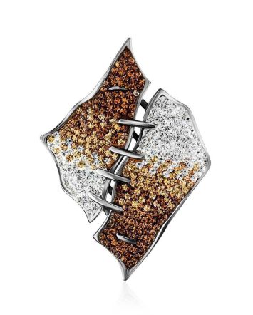 Silver Flat Pendant With Two Toned Crystals The Eclat, image 
