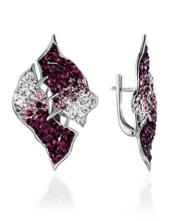 Bold Silver Earrings With Multicolor Crystals The Eclat, image 