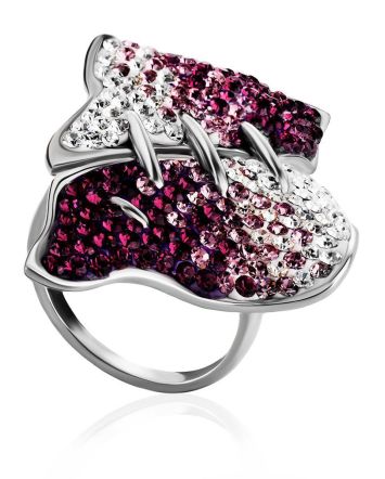 Multicolor Crystal Cocktail Ring In Silver The Eclat, Ring Size: 8 / 18, image 