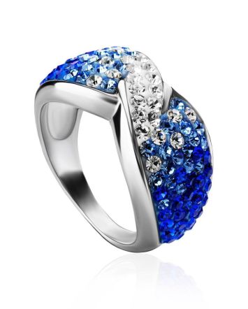 Silver Band Ring With Multicolor Crystals The Eclat, Ring Size: 6 / 16.5, image 