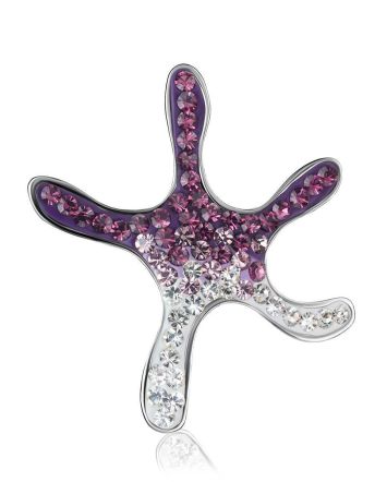 Silver Star Shaped Pendant With Purple And White Crystals The Jungle, image 