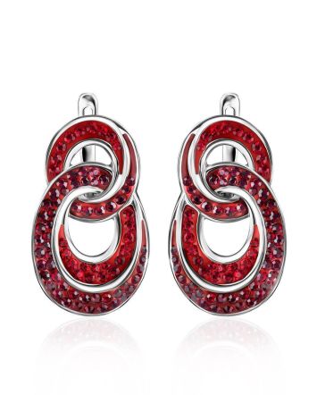 Red Crystal Earrings In Sterling Silver The Eclat, image 