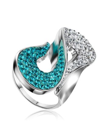 Green And White Crystal Cocktail Ring The Eclat, Ring Size: 6.5 / 17, image 