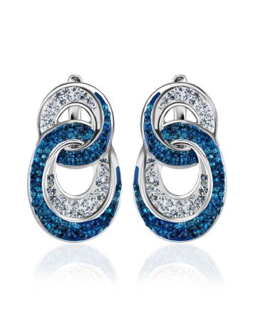 Sterling Silver Earrings With Blue And White Crystals The Eclat, image 