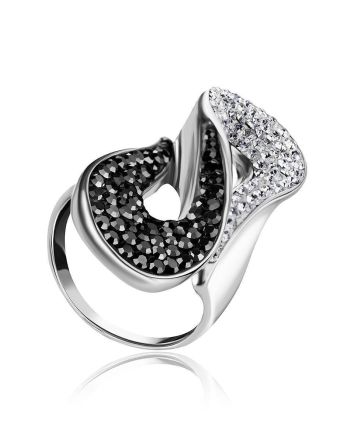 Crystal Encrusted Cocktail Ring In Sterling Silver The Eclat, Ring Size: 9 / 19, image 