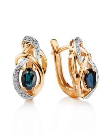Golden Earrings With Sapphire And Diamonds The Mermaid, image 