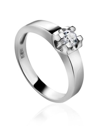 White Gold Statement Ring With Diamond Centerpiece, Ring Size: 7 / 17.5, image 