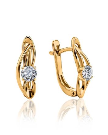 Refined Golden Earrings With Diamonds, image 