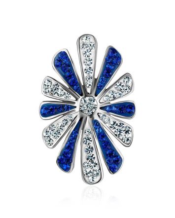 Silver Floral Pendant With Blue And White Crystals The Eclat, image 