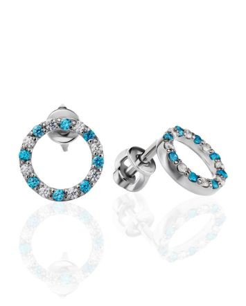 Round Silver Studs With Multicolor Crystals The Aurora, image 