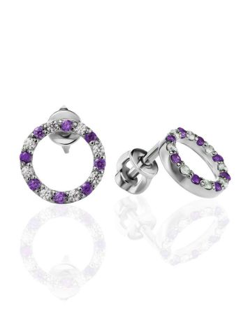 Round Silver Studs With Two Toned Crystals The Aurora, image 