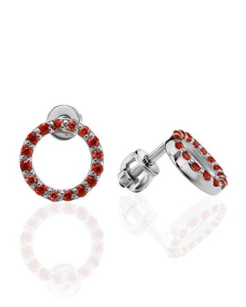 Red Crystal Round Studs The Aurora, image 