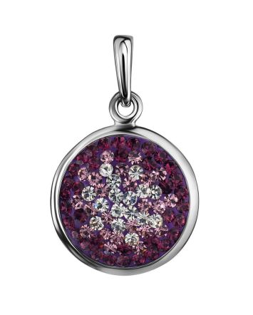 Round Silver Pendant With Purple Crystals The Eclat, image 