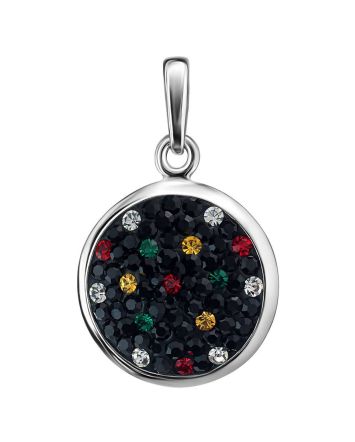 Round Silver Pendant With Multicolor Crystals The Eclat, image 