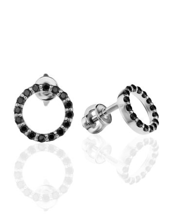 Round Black Crystal Studs The Aurora, image 