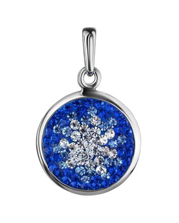 Round Silver Pendant With Blue Crystals The Eclat, image 
