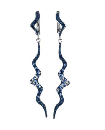 Sterling Silver Dangle Earrings With Blue Crystals The Jungle, image 