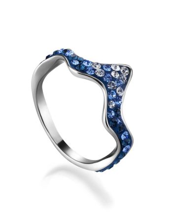 Sterling Silver Ring With Blue Crystals The Jungle, Ring Size: 6.5 / 17, image 