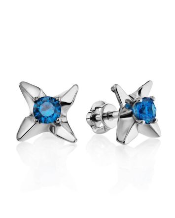 Deep Blue Crystal Studs In Sterling Silver The Aurora, image 