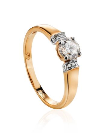 Yellow Gold Ring With Diamonds, Ring Size: 7 / 17.5, image 