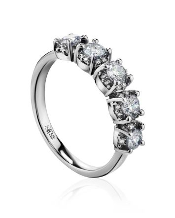 White Gold Ring With Diamond Row, Ring Size: 7 / 17.5, image 