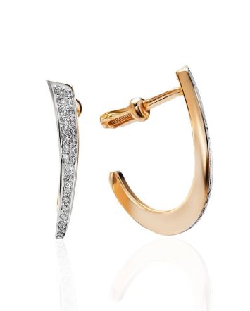 Diamond Encrusted Golden Earrings, image 